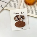Lot de deux barrettes vintage à motif pied-de-poule et texture tissée marron foncé - Série Marron