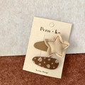 Set di fermagli per capelli color caffè latte con stella e motivo floreale - Stile Stella A Cinque Punte E Goccia Grande