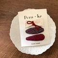 Plaid and lace bow hair clip set with three sweet hair accessories for children - Red Series