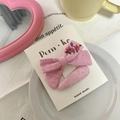 Lot de barrettes à fleurs roses avec nœuds brodés pour bébés et petites filles - Nœud en Tissu + Goutte d'Eau (NK733) / 2 Pièces/Ensemble
