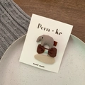 Three-piece brown bow and floral fabric hair clips set for kids on a ceramic tray - 【1】elephant + Bow + Water Drop