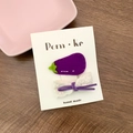 Kids' purple felt eggplant hair clip and white lace bow set on a brand card display - Eggplant And Bow Style