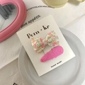 Set di fermagli per capelli con fiocco floreale rosa per bambina su cartoncino - Stile Fiocco Floreale e Maglia