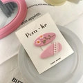 Barrettes à cheveux roses à fleurs pour bébé avec marguerites brodées et bordure en dentelle - Marguerite + Goutte d'Eau (NK733) / 2 Pièces/Ensemble
