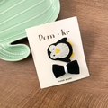 Set di fermagli per capelli per bambini con pinguino cartoon e fiocco in velluto - Stile Pinguino e Fiocco