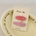 Set molletta rosa con strass a cuore e fermaglio per capelli in tessuto scozzese - Stile Nappina Gemma Rosa Scuro (NK732)