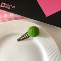 Barrette à cheveux pompon vert doux avec clip BB en métal bronze pour filles - Vert Armée