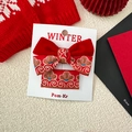 Red bow hair clip set with traditional embroidery for girls festive hair accessories - Embroidered Bow & Square Style