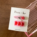 Lot de barrettes en tissu rose avec broderie florale et perle de cœur pour filles - Goutte d'eau et Cœur