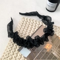 Eleganter schwarzer Haarreif aus plissiertem Netzstoff mit Organza-Rüschen für Retro-Stil - Schwarze Spitze