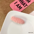 Soft pink faux mink fur water drop hair clip for women with 5cm size detail - Ellipse / 5cm / Pink
