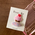 Ensemble de pinces à cheveux en tissu rose avec broderie florale et motif cupcake - Glace et Carreaux