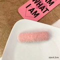 Pink faux mink fur rectangular hair clip in 6.2cm size with soft plush texture - Square / 6.2cm / Pink