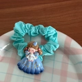 Coletero coreano azul Tiffany con figurita de princesa de resina y conejo para niñas - Azul