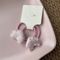 Set di due elastici per capelli in raso rosa con perle a forma di cuore per bambine - Cuore con perline rosa