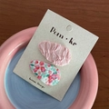 Set of two Korean style fabric hair clips with floral pattern and pink pleated texture - Pink Series