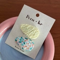 Floral and yellow textured fabric drop hair clip set on a designer card - Yellow Series