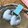 Lot de deux chouchous pour filles en tissu avec cœurs 3D bleu clair et surpiqûres - Cœur bleu