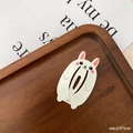 Mignonne barrette BB lapin blanc pour enfants avec détails d'oreilles roses - Petit Lapin