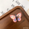 Barrette papillon rose avec points colorés et pince BB en métal noir pour enfant - Papillon