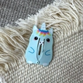 Simpatica molletta per capelli unicorno azzurro con dettagli arcobaleno per bambini - Unicorno Blu