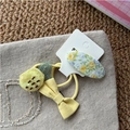 Lot de chouchou avec nœud jaune et pince à cheveux à motif bleu pour enfants - Jaune