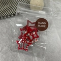 Set de pinzas para el pelo de estrella rojas con purpurina y puntos con sello artesanal - Serie Roja