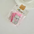 Pink cartoon cat hair clip and elastic hair ties set for girls in cute packaging - White Cat Shape