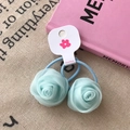 Set di due elastici per capelli a forma di rosa in pizzo azzurro fatti a mano - Blu