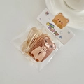 Cute brown bear hair clip and elastic bands set in decorative Happy packaging - Brown Bear