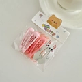 Pink and orange girl's hair clip set with bunny designs and elastic hair bands - Little White Rabbit