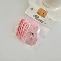 Pink cartoon rabbit hair clips and elastic bands set for girls in clear packaging - Pink Rabbit