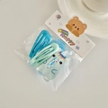 Cartoon unicorn hair clip set with blue and green water drop clips and elastics - Blue Unicorn