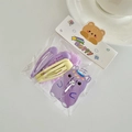 Purple unicorn hair clip and BB clip set for girls on a white display card - Purple Unicorn