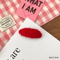Red plush lamb wool oval hair clip for women featuring soft fleece texture and 5.2cm size - Red Oval (5.2cm)