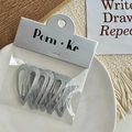 Set of 5 sparkling silver glitter heart-shaped hair clips on a white display tray - Heart Shape Inner Glitter
