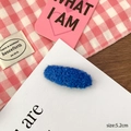 Plush blue oval hair clip with faux lamb wool texture in a sweet Korean aesthetic style - Blue Oval (5.2cm)