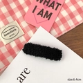 Sweet autumn winter black faux fur oval hair clip for women length 6.4cm hair accessory - Black Square (6.4cm)
