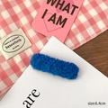 Blue faux shearling oval hair clip for women in 6.4cm size with soft fluffy plush texture - Blue Square (6.4cm)