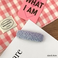 Plush lamb wool oval BB hair clip in purple to blue gradient finish, size 6.4cm - Gray Square (6.4cm)