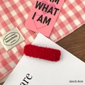 Sweet red plush lamb wool oval hair clip with 6.4cm size for autumn and winter - Red Square (6.4cm)