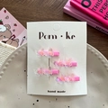 Set of 4 cute pink gradient resin butterfly hair clips for girls on a card - Pink