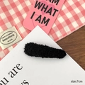 Cute black teddy fleece oval BB hair clip for women with 7cm size detail and soft texture - Black Teardrop (7cm)
