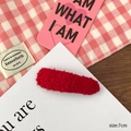 7cm plush lamb wool hair clip in bright red color for sweet autumn and winter styling - Red Teardrop (7cm)