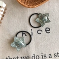 Set of two green sequin star hair ties with elastic black bands for children hair styling - Star Shape (NK857) / Light Blue Hair Tie