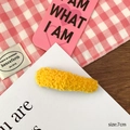 Sweet yellow plush lamb wool oval hair clip for women with 7cm size annotation - Yellow Teardrop (7cm)