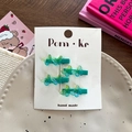 Set of four cute green gradient butterfly hair clips with transparent resin design - Green