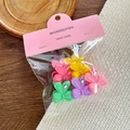 Mini mollette per capelli a farfalla macaron con stelle argentate e cartellino rosa - Coniglio Fiocco