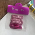 Lot de 5 barrettes à cheveux pailletées avec dégradé rose et violet sur assiette blanche - Rectangle à Paillettes