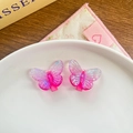 Pink and purple gradient resin butterfly hair clips with iridescent finish for girls - Red Series